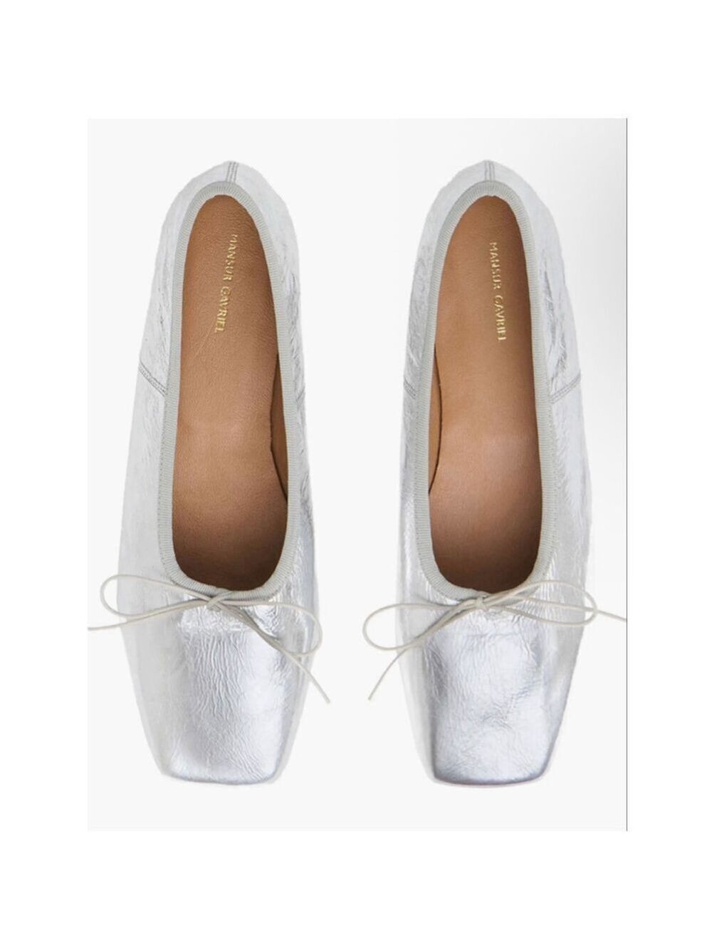 NWT Mansur Gavriel Silver Square Toe Ballerina Flats 37/7